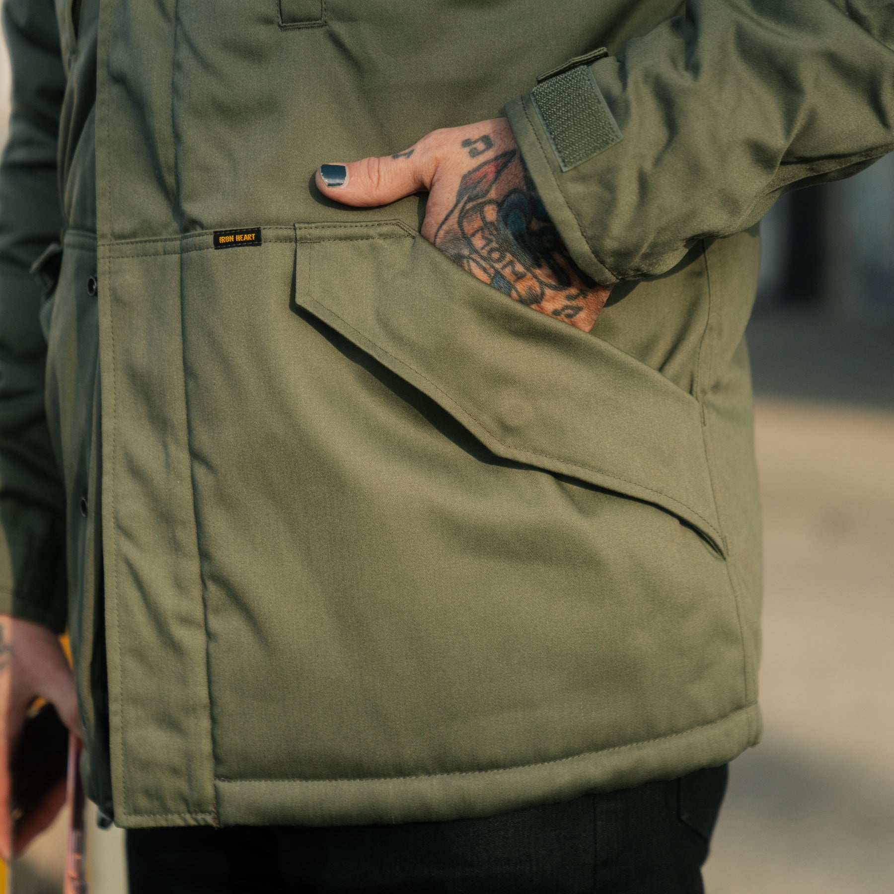 Iron Heart IHJ-154-OLV 8oz Sateen/ Primaloft Winter Parka Jacket Olive