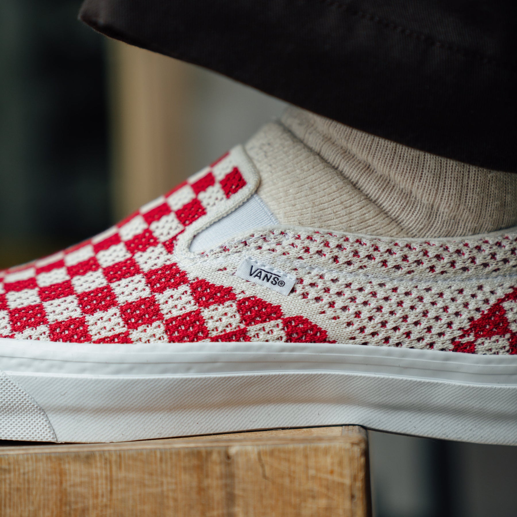 Vans Slip-On Reissue 98 LX Sneakers Checkerboard Red/ Marshmallow FINAL SALE