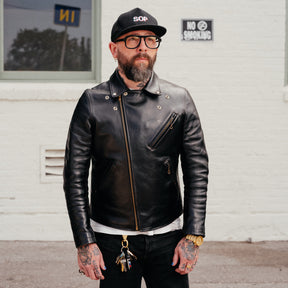 Double Helix Deviant Horsehide Motorcycle Jacket Teacore Black