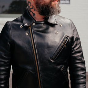 Double Helix Deviant Horsehide Motorcycle Jacket Teacore Black