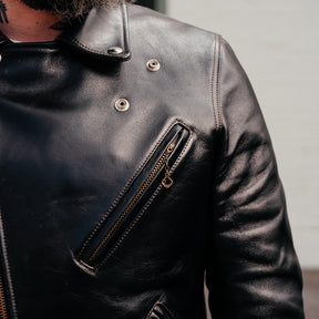 Double Helix Deviant Horsehide Motorcycle Jacket Teacore Black