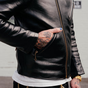 Double Helix Deviant Horsehide Motorcycle Jacket Teacore Black