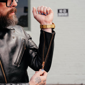 Double Helix Deviant Horsehide Motorcycle Jacket Teacore Black