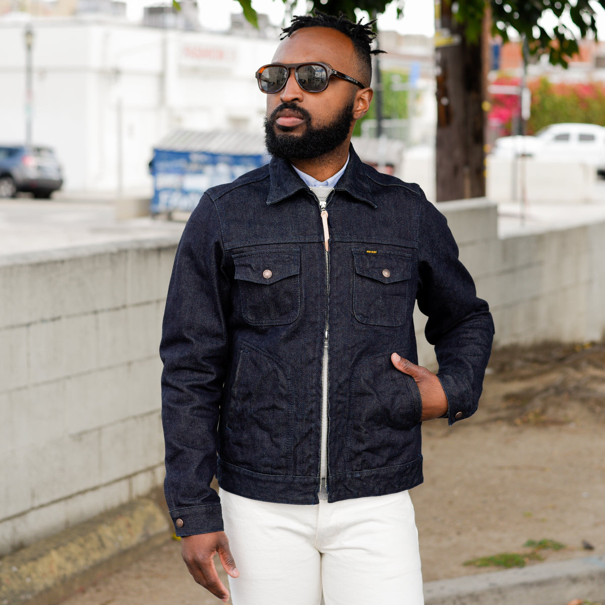 Iron Heart IHJ-122-IND 14oz Broken Twill Selvedge Denim Work Jacket In