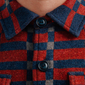 RRL Plaid Wool-Blend Workshirt Sweater Red/ Brown/ Multi FINAL SALE