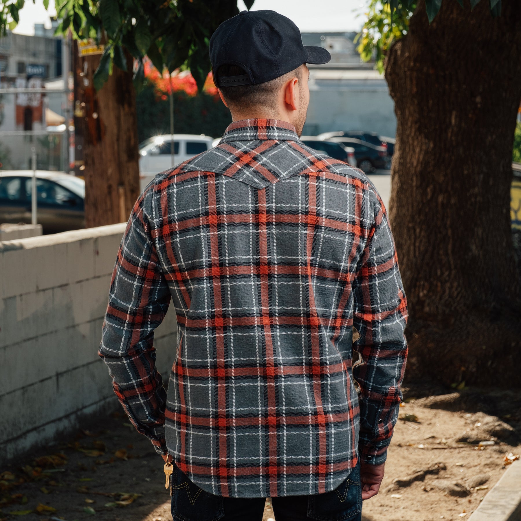 Iron Heart IHSH-369-GRY 12oz Slubby Heavy Flannel Herringbone Check Western Shirt Grey FINAL SALE