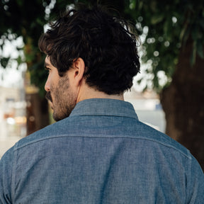 Iron Heart IHSH-285-IND 5.5oz Selvedge Chambray Short Sleeve Work Shirt Indigo