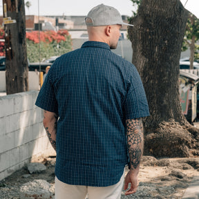 Rogue Territory Oxford Shirt Indigo Sashiko Grid FINAL SALE