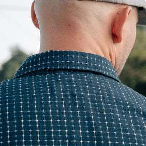 Rogue Territory Oxford Shirt Indigo Sashiko Grid FINAL SALE
