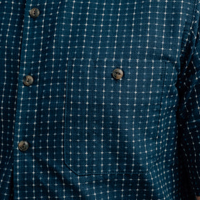 Rogue Territory Oxford Shirt Indigo Sashiko Grid FINAL SALE