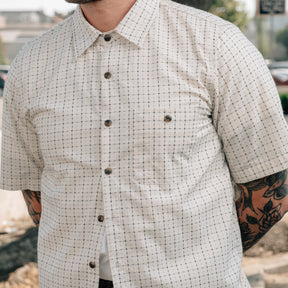 Rogue Territory Oxford Shirt Natural Sashiko Grid FINAL SALE
