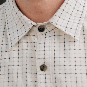 Rogue Territory Oxford Shirt Natural Sashiko Grid FINAL SALE