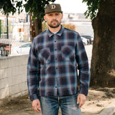 RRL Plaid Jaspé Twill Camp Workshirt Black/ Blue