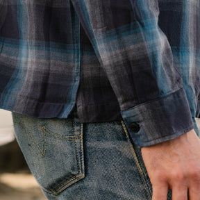 RRL Plaid Jaspé Twill Camp Workshirt Black/ Blue