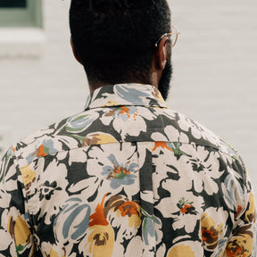 Rogue Territory Oxford Shirt Grey Floral Linen