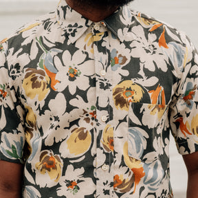 Rogue Territory Oxford Shirt Grey Floral Linen