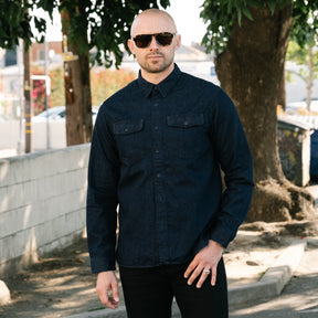 RRL Indigo-Cotton Linen Denim Workshirt Rinse Wash FINAL SALE