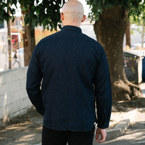RRL Indigo-Cotton Linen Denim Workshirt Rinse Wash FINAL SALE