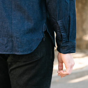 RRL Indigo-Cotton Linen Denim Workshirt Rinse Wash FINAL SALE