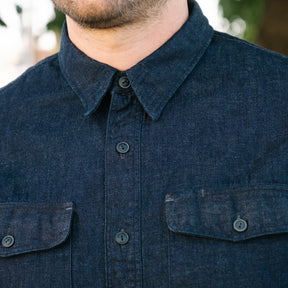 RRL Indigo-Cotton Linen Denim Workshirt Rinse Wash FINAL SALE