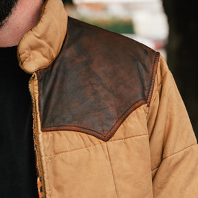 RRL Leather-Yoke Quilted Oilcloth Jacket Tan