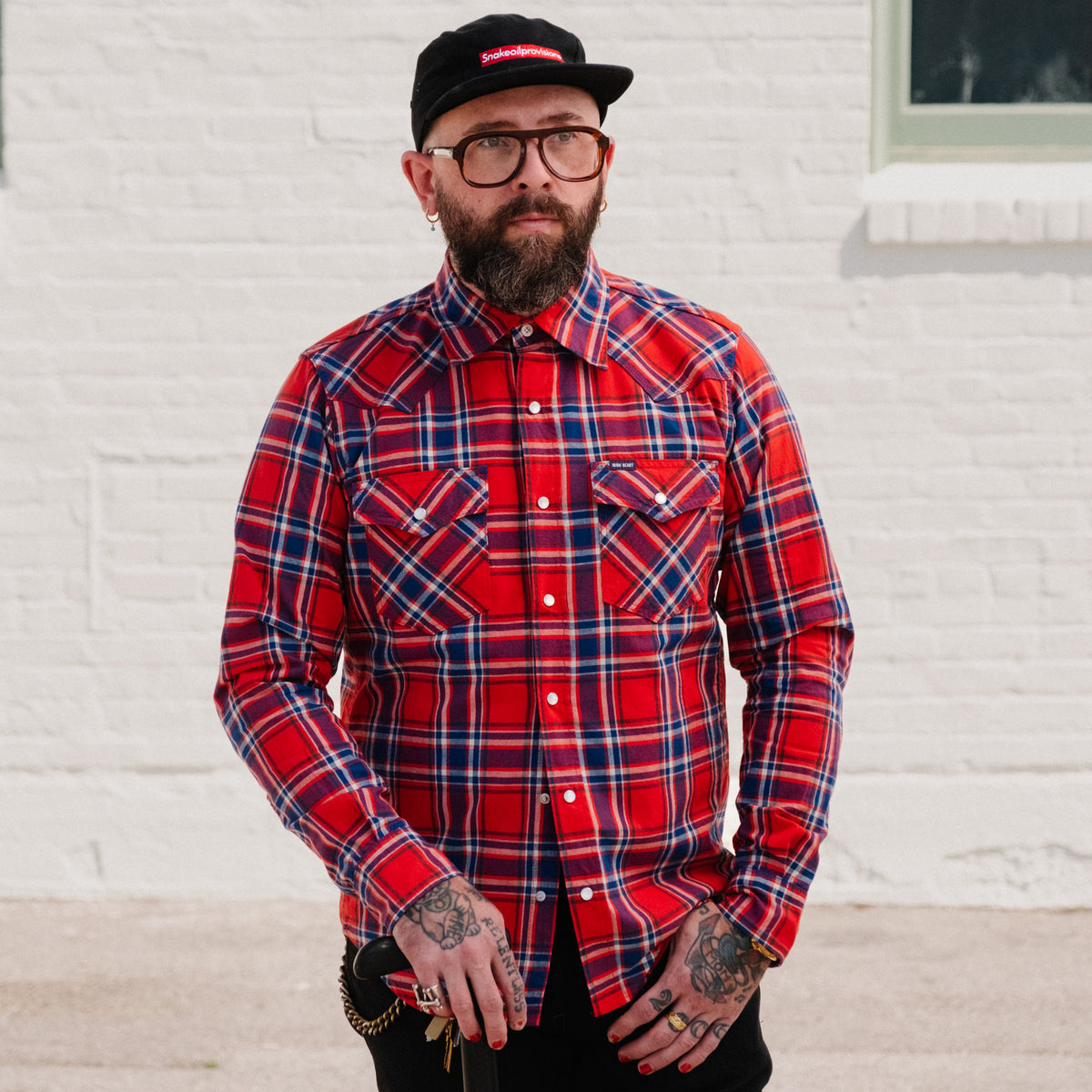 Iron Heart IHSH-355-RED 5oz Selvedge Madras Check Western Shirt Red