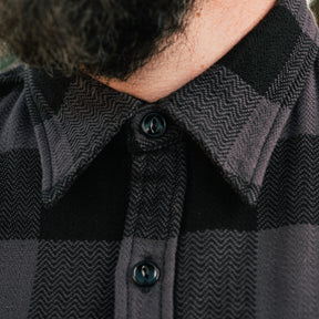 The Flat Head Block Check Flannel Work Shirt Gray/ Black