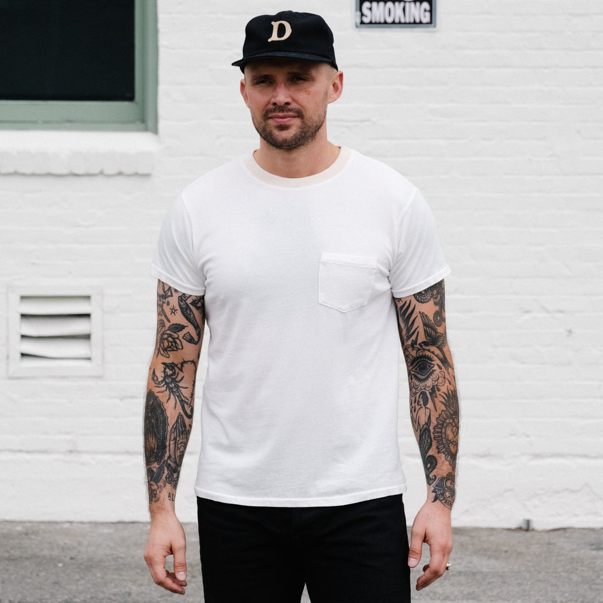 Schaeffer's Garment Hotel Ringspun Pocket Tee White