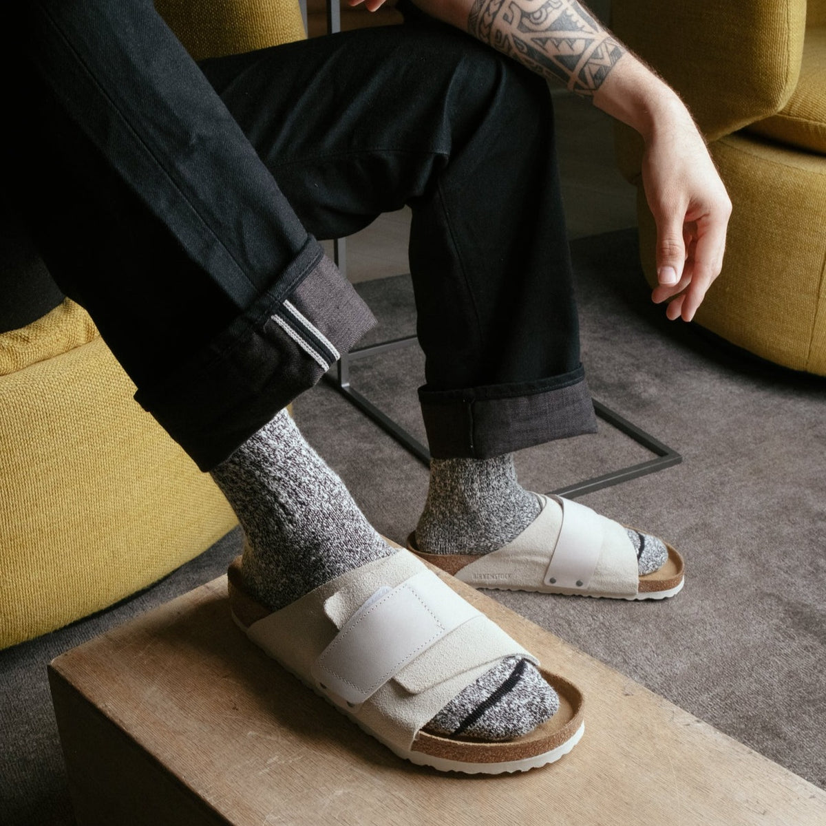 Birkenstock Kyoto Nubuck Suede Leather Antique White FINAL SALE