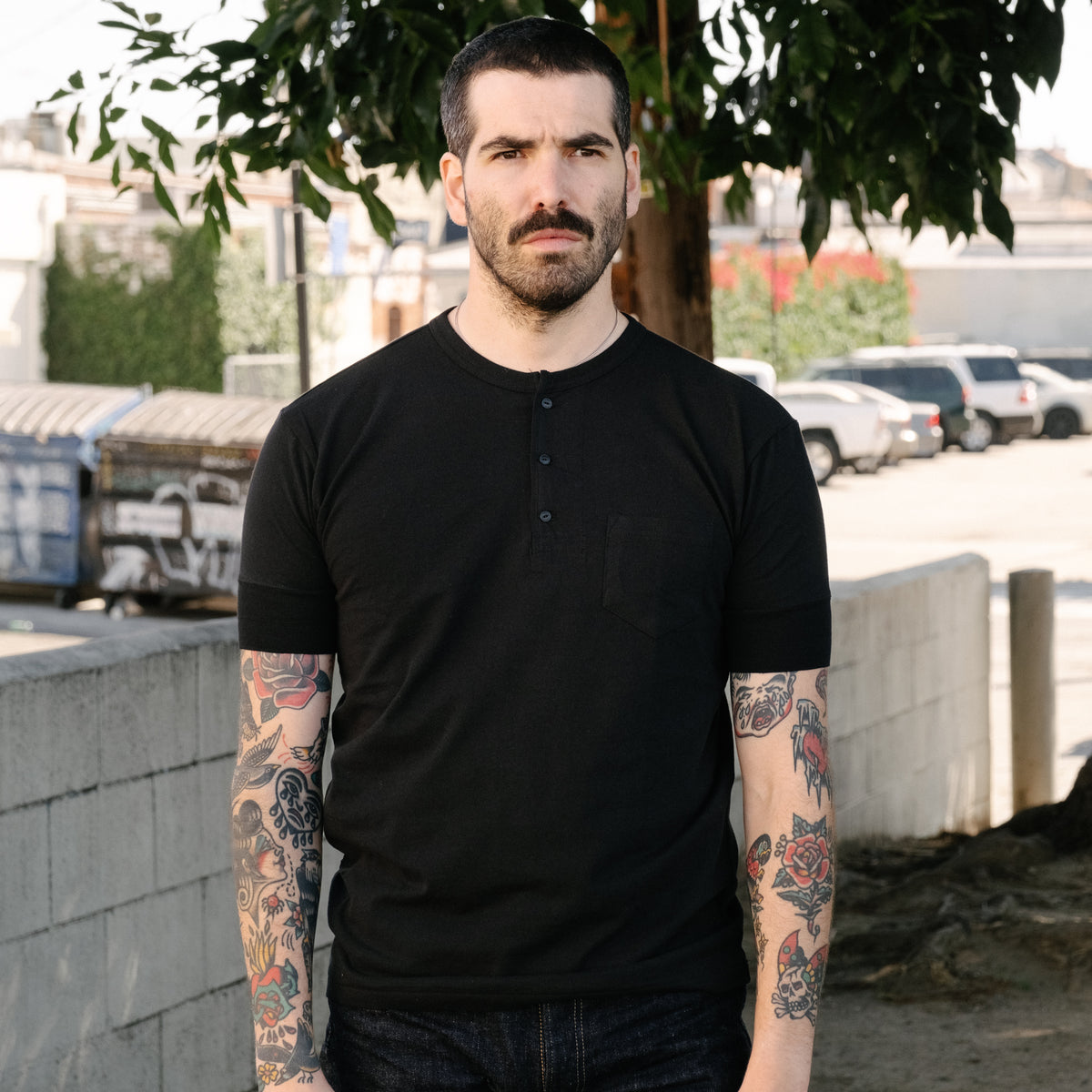 Glad Hand & Co. Short Sleeve Pocket Henley Black