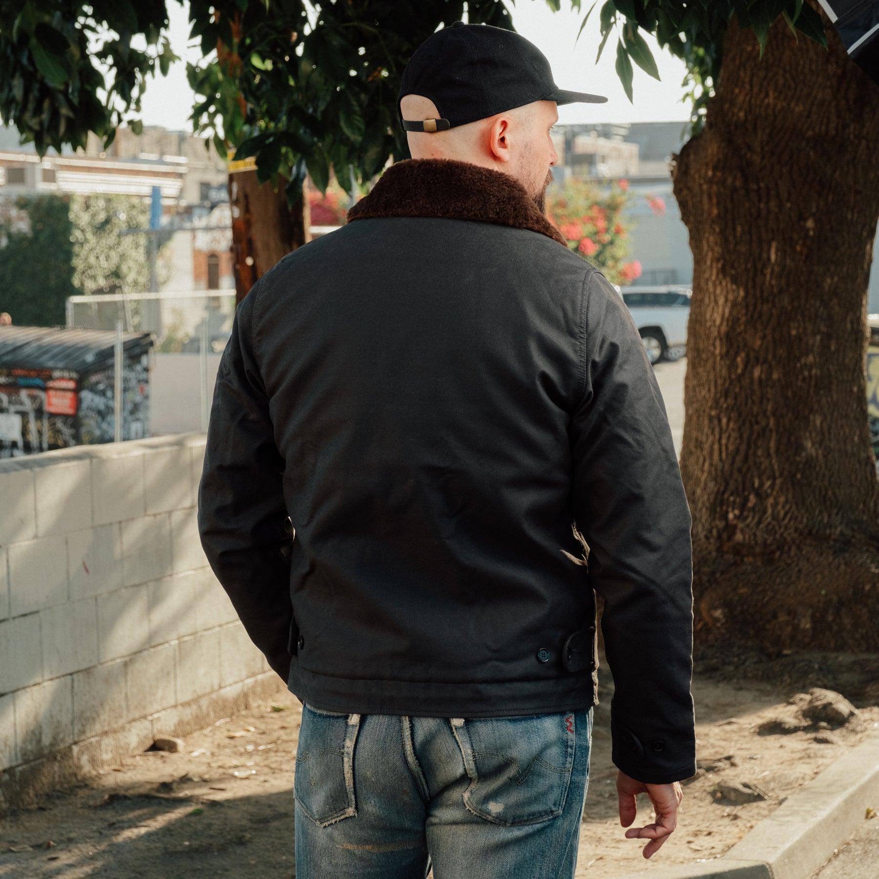 Iron Heart IHM-37-BLK Oiled Whipcord N1 Deck Jacket Black