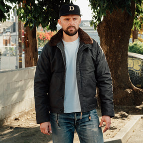 Iron Heart IHM-37-BLK Oiled Whipcord N1 Deck Jacket Black