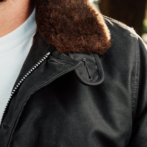 Iron Heart IHM-37-BLK Oiled Whipcord N1 Deck Jacket Black