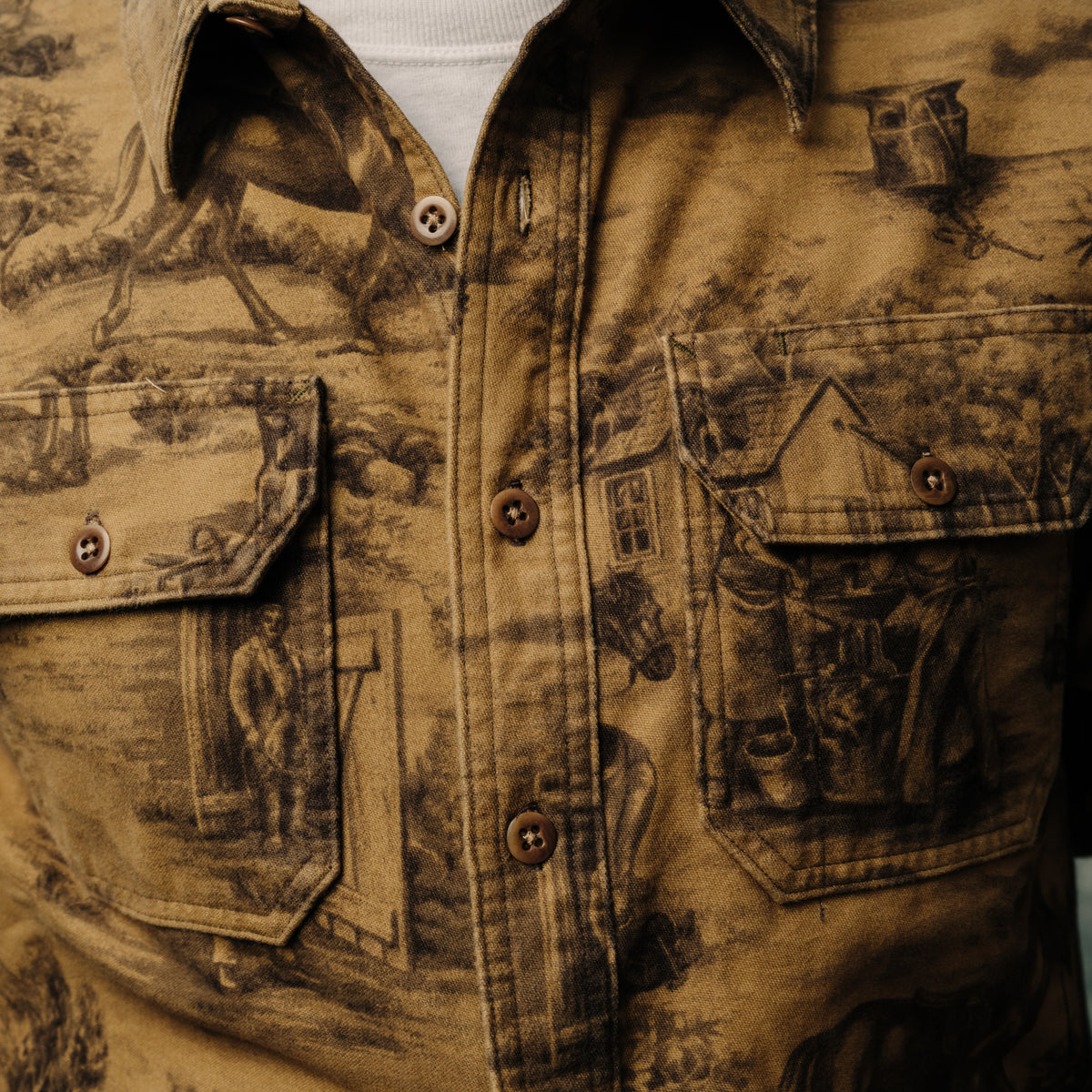 RRL Moleskin Printed Stables Sport Shirt Brown