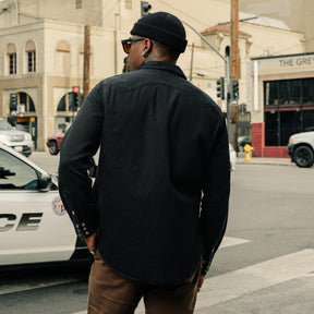 RRL Slim Fit Denim Western Shirt Black