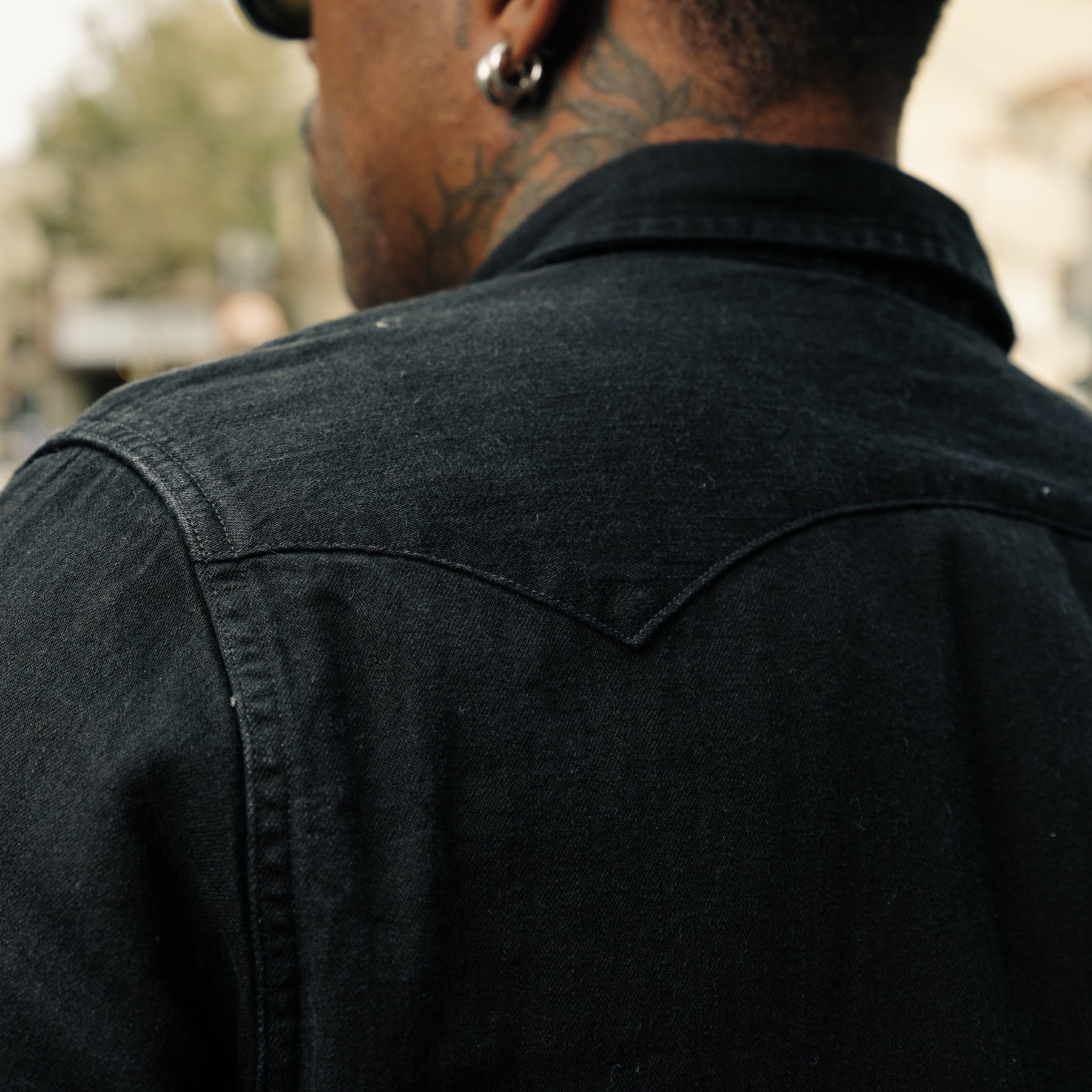 RRL Slim Fit Denim Western Shirt Black
