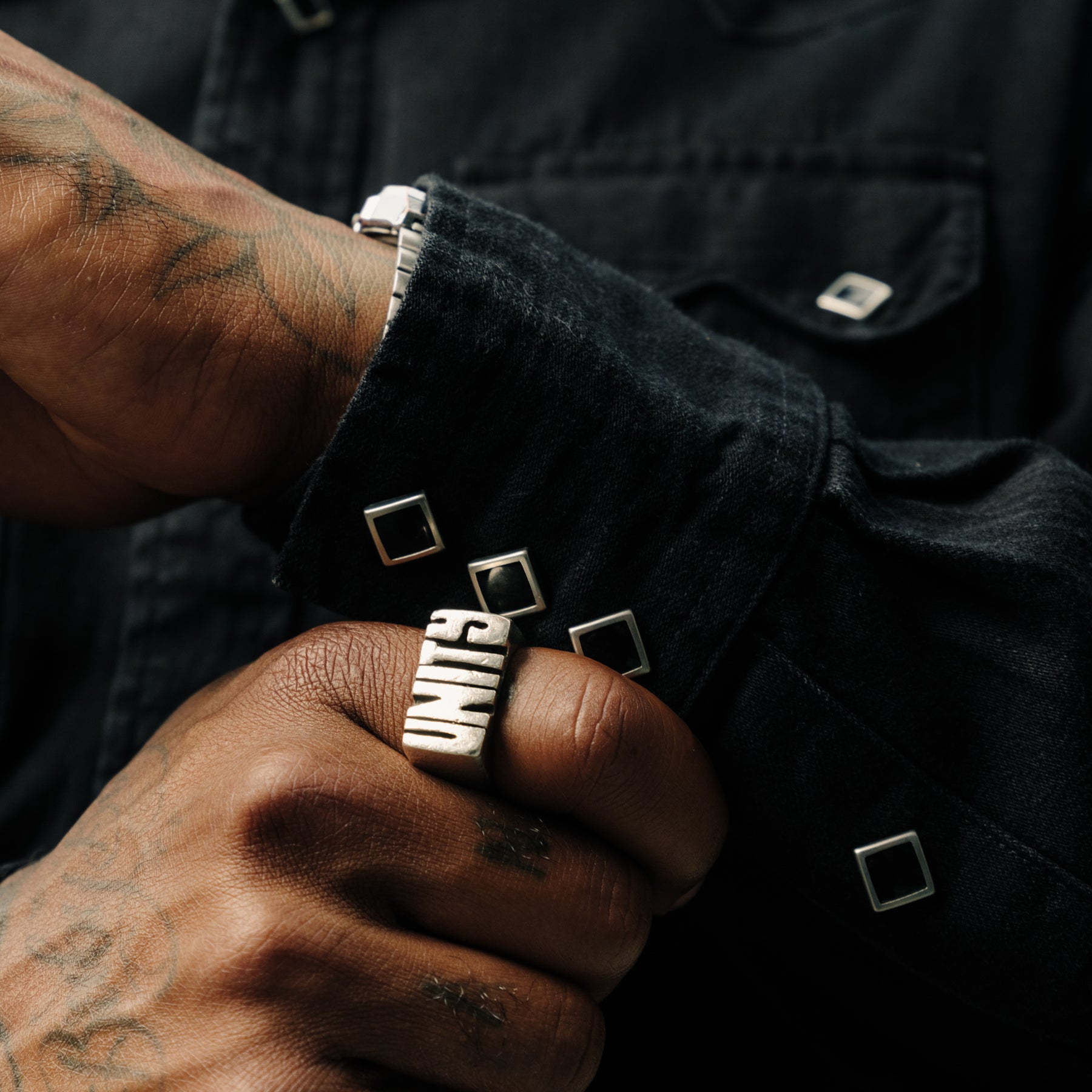 RRL Slim Fit Denim Western Shirt Black