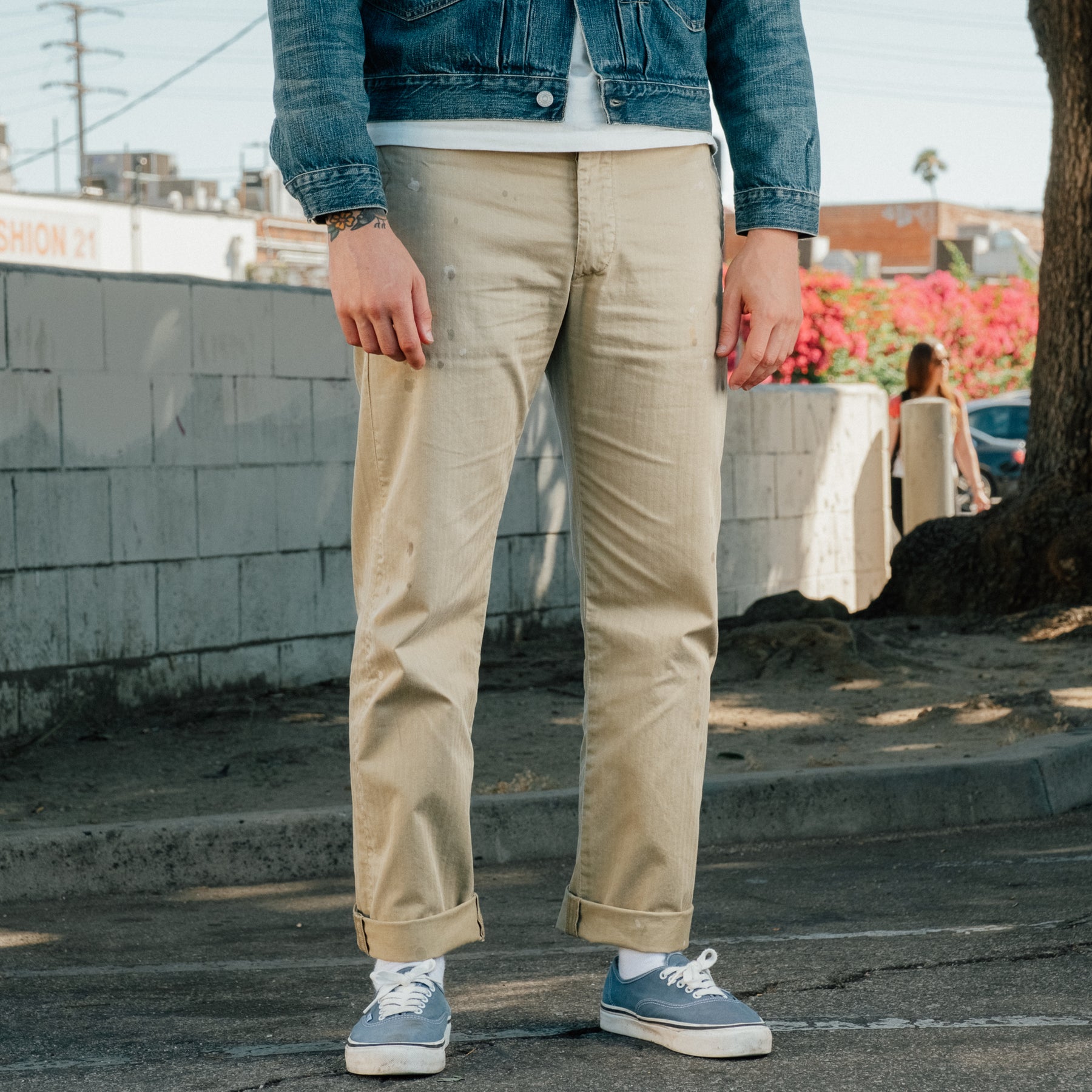 Officer Distressed Herringbone Pant Vintage Khaki FINAL SALE