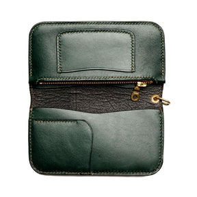 The Black Acre Roper Wallet Brown & Green Bridle Leather