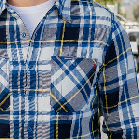 Iron Heart IHSH-382-BLU 9oz Selvedge American Check Work Shirt Blue FINAL SALE
