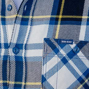 Iron Heart IHSH-382-BLU 9oz Selvedge American Check Work Shirt Blue FINAL SALE