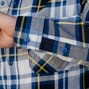 Iron Heart IHSH-382-BLU 9oz Selvedge American Check Work Shirt Blue FINAL SALE