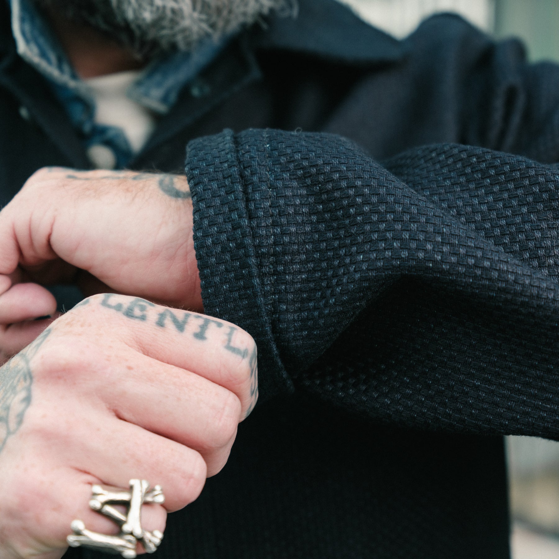 Rouge Territory x Snake Oil Provisions Sashiko Trench Coat Indigo PRE-ORDER
