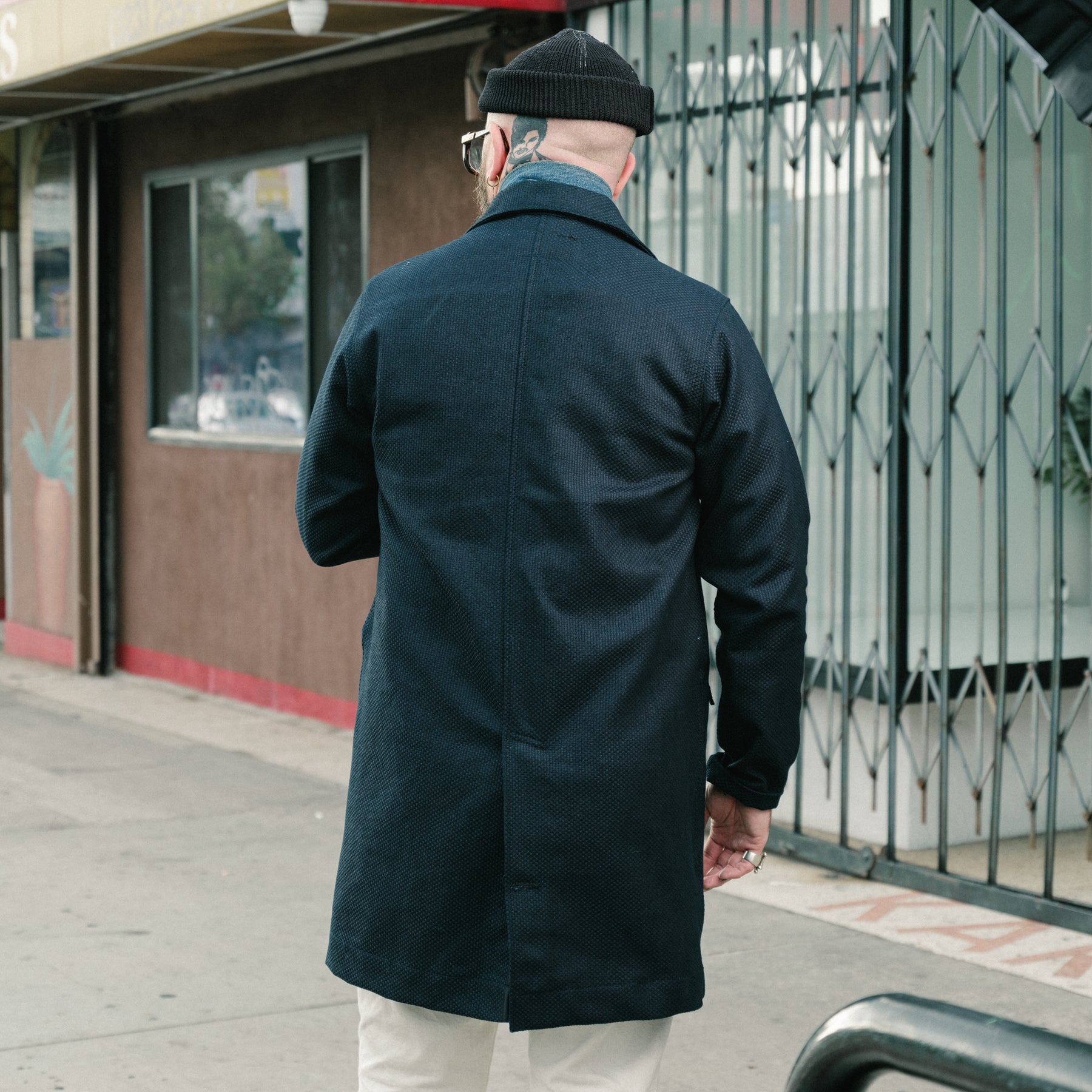 Rouge Territory x Snake Oil Provisions Sashiko Trench Coat Indigo PRE-ORDER