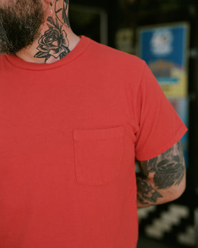 Schaeffer's Garment Hotel Ringspun 40s Pocket Tee Sunburst Red