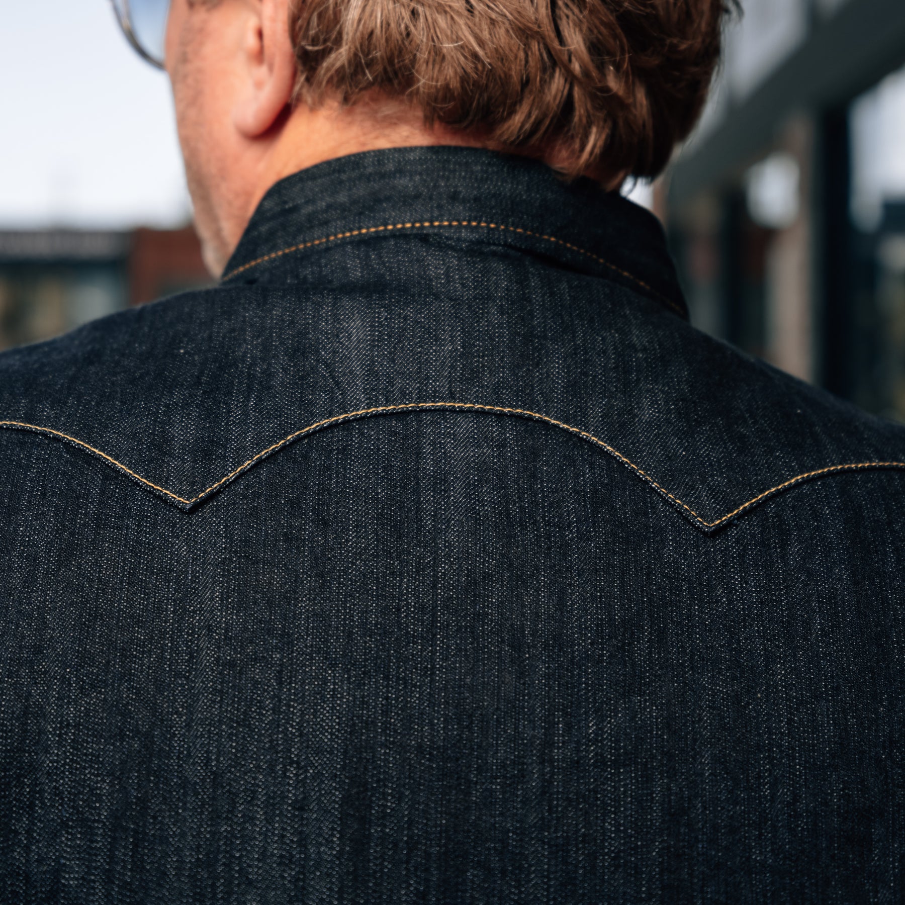 The Flat Head FN-SDW-002L 10oz Denim Western Shirt Indigo