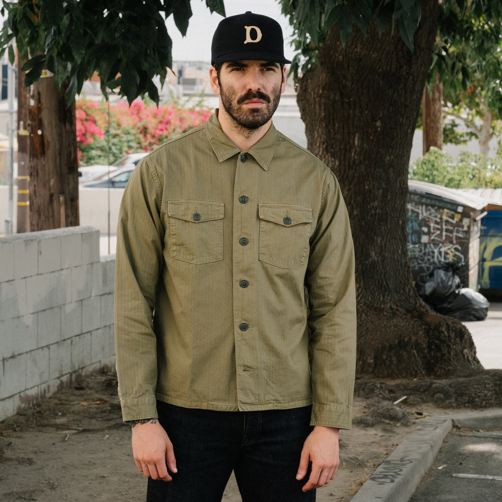 特別セーフ Twill Herringbone RRL Shirt Olive Military ジャケット・アウター