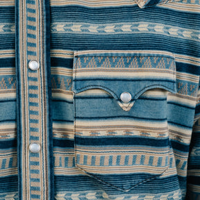 Slim Fit Indigo Jacquard Western Shirt Indigo/Cream
