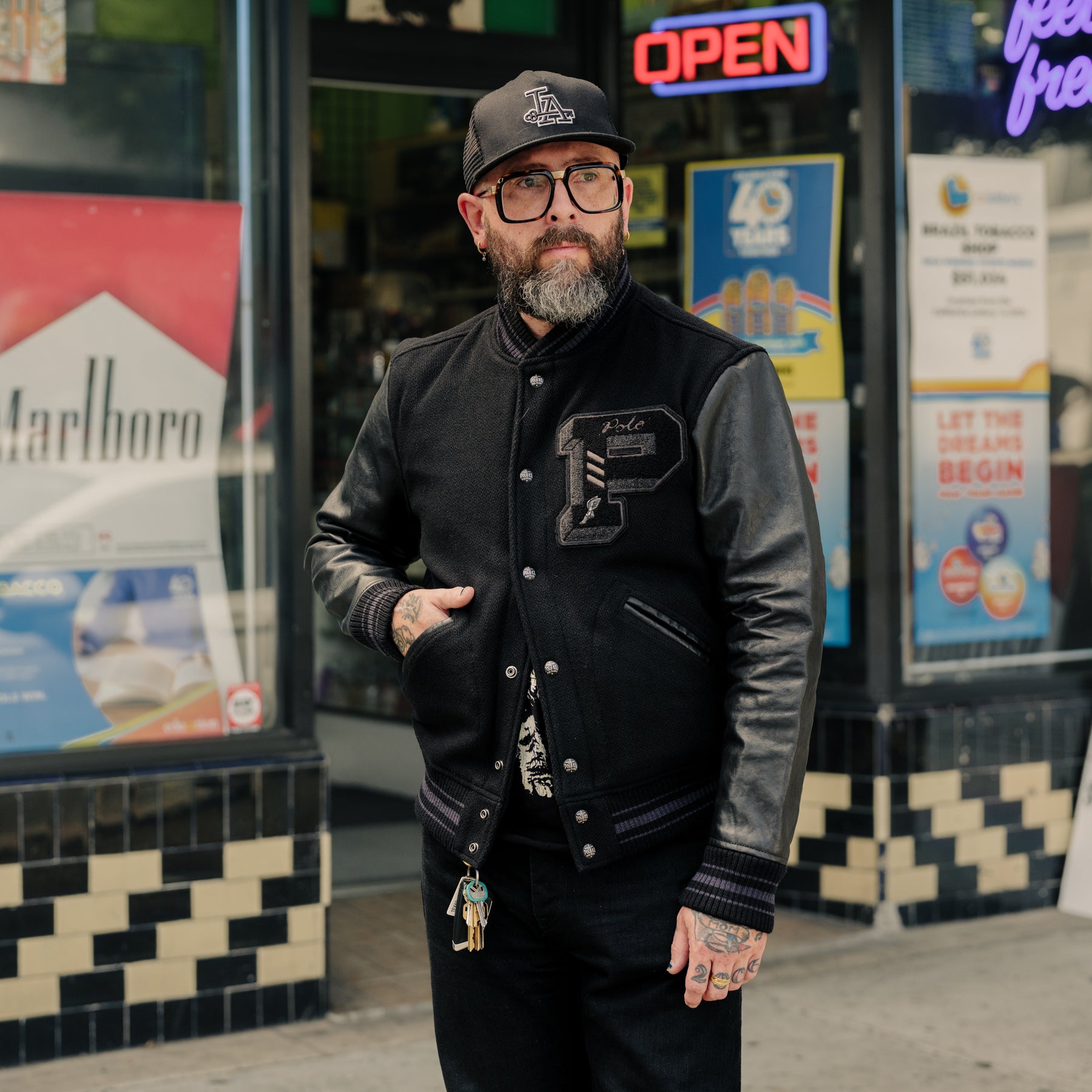 Polo Ralph Lauren Iconic Letterman Jacket Polo Black