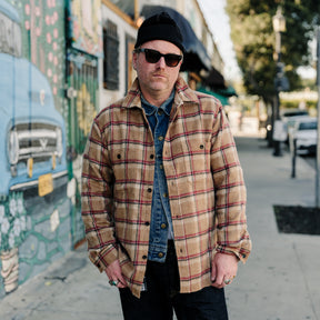 Full Count 4096 Wool Shaggy Check Work Shirt Beige
